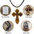 AUTHENTIC Bethlehem Olive Wood Eastern Cross Pendant in Natural Cotton Pouch with Christogram - Cross for Men & Women...