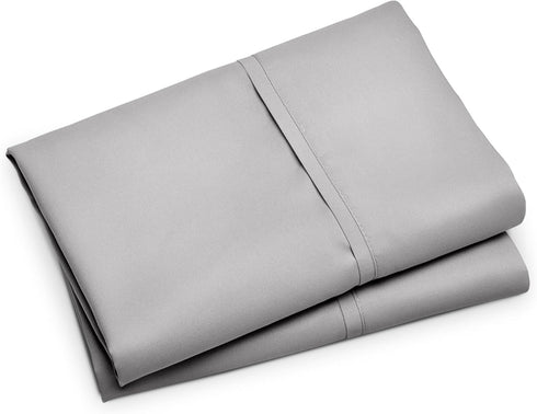 Bare Home Microfiber Pillow Cases - King Size Set of 2 - Cooling Pillowcases - Double Brushed - Light Grey Pillowcases 2 Pack - Easy Care (King Pi...