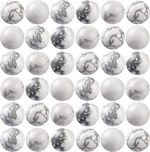 100Pcs Natural Stone Beads 8mm White Howlite Round Gemstone Loose Beads with Elastic Bracelet String for Bracelets Necklace Jewelry Making...