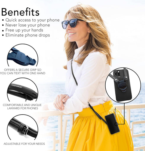 Crossbody Phone Lanyard Compatible with Included Disc - Regular Size | (Black)...