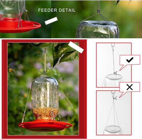 1 PCS | Birds Feeder for Outside Hanging | Wild Birds Feeders Suitable for Mason Jar (2.75 in Diameter-8/16/24/32oz) | Birds Feeders as Garden Gif...