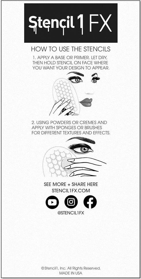 Stencil1FX - Spiderweb and Spider Eye Makeup Stencil for Costumes, Dress Up, Halloween, Cosplay, Arts, Face Painting, Witches, Vampires...