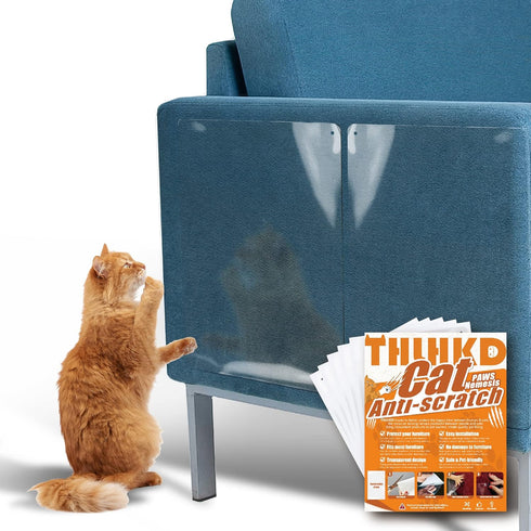 Anti Cat Scratch Furniture Protector, 12PCS Single Side Couch Protector for Cats, Cat Scratch Deterrent Tape, Couch Protector, Clear Cat Scratch D...