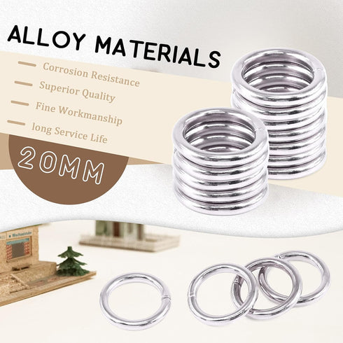 60Pcs Metal O Ring Kit Belts Hardware Pin O-Ring for Macrame, Camping Belt, Dog Leashes, Light Saber Accessories, Luggage Belt, Handbag(Sliver, 3/...