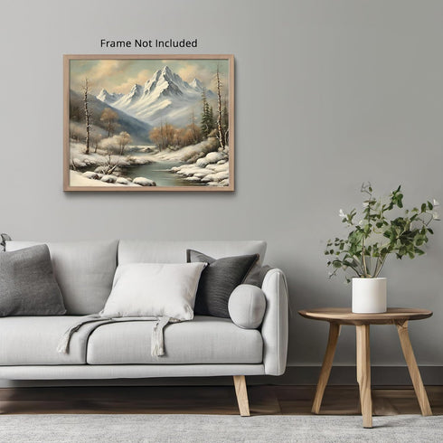 Posterizer 1 pcs-snowy winter nature scene in oil painting style-13-Landscape & Nature Art-GIft for Men Women Teens-Dining Room Decor- unframed wa...