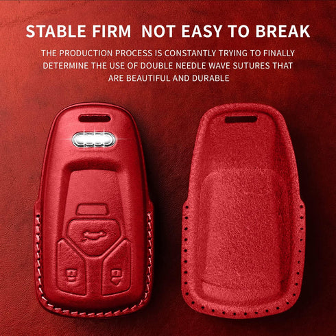 Tukellen for Audi Key Fob Cover Genuine Leather with Keychain,Leather Key Case Protector Compatible with Audi A4 Q7 Q5 TT A3 A6 SQ5 R8 S5 Smart Ke...