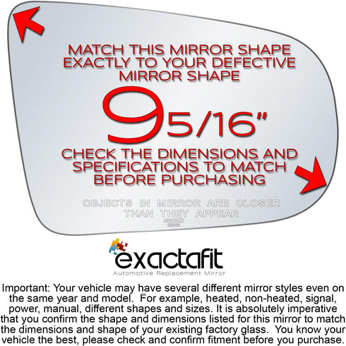 exactafit 8164R Passenger Side Mirror Glass Replacement Repair Compatible With 2001 2002 2003 2004 2005 Pontiac Aztek...