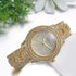 JewelryWe Men Watches Gold Tone Alloy Quartz Watch Stylish Rhinestone Business Casual Dress Wristwatches for Father's Day...