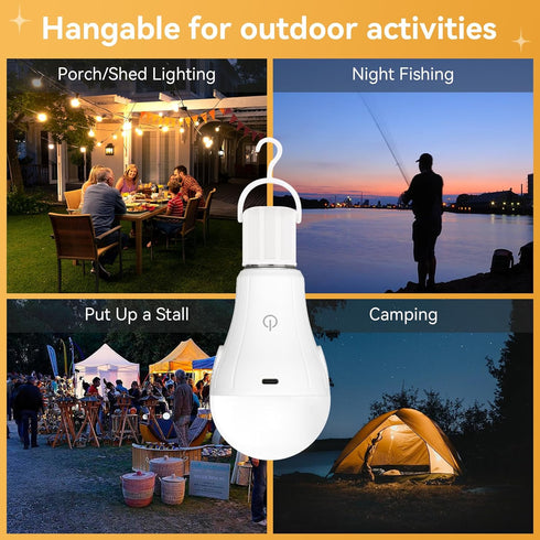 Neporal MagicGlow Rechargeable Solar Light Bulbs with Remote, USB+Solar Rechargeable Bulbs,3 Colors Shift + Dimmable Battery Light Bulb, A19 Emerg...
