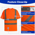 High Visibility Safety T Shirts Short Sleeve, Hi Vis Reflective Construction Work Shirts with Reflective Strips and Front Pocket, ANSI/ISEA Class ...