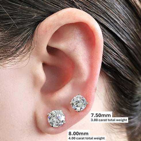 14K Solid Gold Post & Silver Simulated Diamond Stud Earrings-cubic zirconia earrings studs .30ct to 8.00ct...