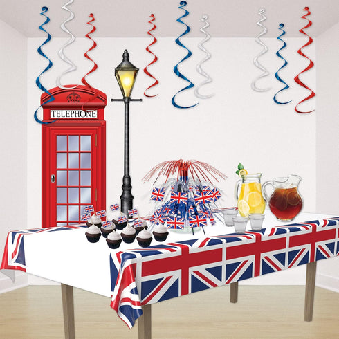 Beistle 2-Pack Union Jack Rectangular Plastic Tablecovers, Royal English Party Decorations, London Table Cloth, British Flag Party Décor, 54” x 10...