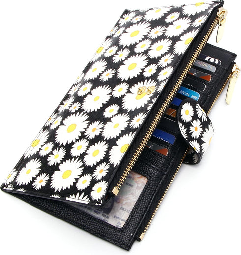 ZRTARY Wallets for Women RFID Blocking Leather Slim Bifold Multi Card Organizer Wallet with Zipper Pocket...