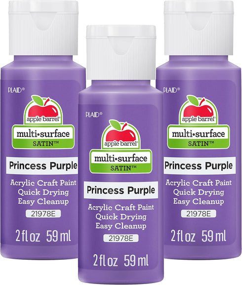 Apple Barrel Acrylic Paint, Princess Purple (Pack of 3) 2 oz, 21978EA- (Pack of 3)...