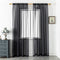 DUALIFE Black Sheer Curtains 72 Inch Length for Bed Room Set of 2 Panels Rod Pocket Faux Linen Semi Translucent Short Curtains for Office Kitchen ...