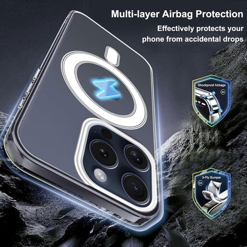 Compatible with iPhone 15 Pro Case, Compatible with MagSafe Clear Case Camera Protection Phone Crossbody Cover with Adjustable Lanyard Strap Shock...