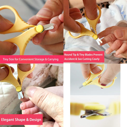 PAFASON Baby Round Tip Safety Manicure Nail Scissors and Baby Glass Nail File Set, Stainless Steel, Czech Float Glass, Ideal Shower Gift for Infan...