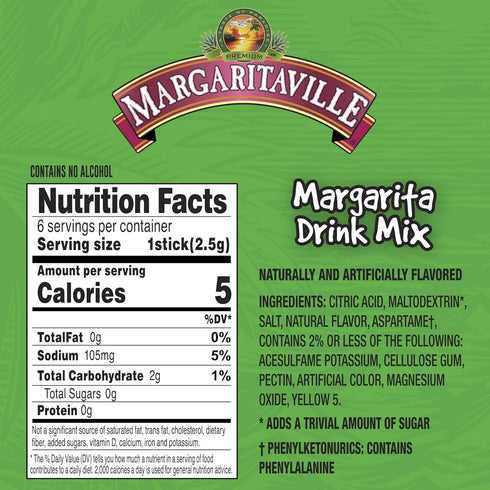 Margaritaville Singles to Go Water Drink Mix - Margarita Flavored, Non-Alcoholic Powder Sticks (12 Boxes with 6 Packets Each - 72 Total Servings),...