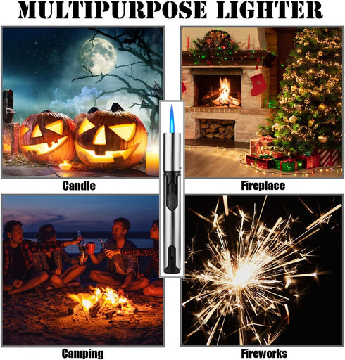 Anrapley Butane Torch Lighter, 6.0in Long Candle Lighter with Fuel Level Window, Windproof Pen Lighter Adjustable Jet Flame for Grill Kitchen Fire...