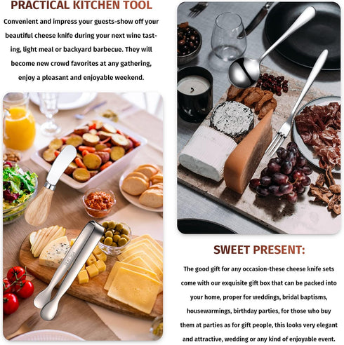 Cheese Butter Spreader Knives Set Charcuterie Accessories Stainless Steel Spreader Knives with Wooden Handles Charcuterie Boards Utensils Mini Ser...