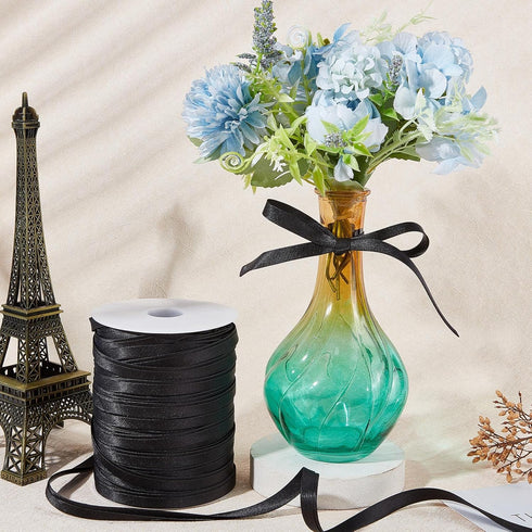 GORGECRAFT 87.5 Yards/ 80m Satin Bias Tape 10mm Double Fold Bias Tape Black Binding Bias Ribbon for Home DIY Garment Sewing Seaming Hemming Piping...