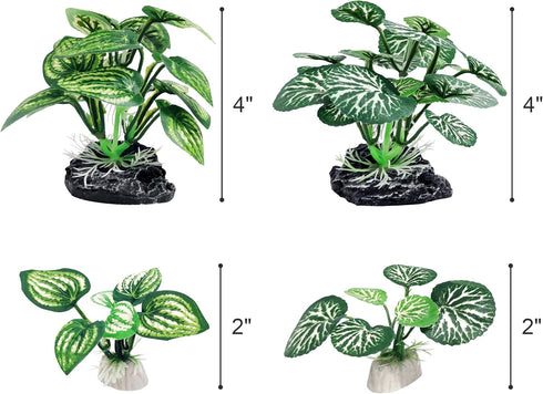 4PCS Aquarium Plants Betta Fish Tank Decorations Small Size Soft Faux Silk Aquarium for Hiding Fish Reptil...