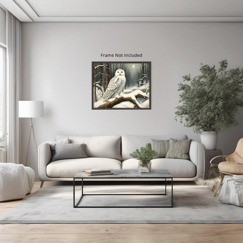 Posterizer 1 pcs-snowy winter scene of a white owl-oil painting style 2-Art for Animal Lovers-Landscape & Nature Art-Decor for Home & Office- unfr...