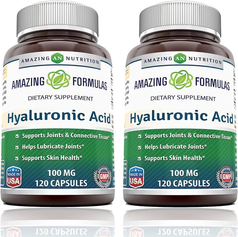 Amazing Formulas Hyaluronic Acid 100 mg Capsules | Supplement | Non-GMO | Gluten Free | Made in USA (2 Pack, 120 Count)...