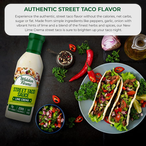 Walden Farms Lime Crema Street Taco Sauce 12oz. Bottle (2 Pack) Creamy & Flavorful, Vegan, Paleo & Keto Friendly, Non-Dairy Milk Substitute, Perfe...