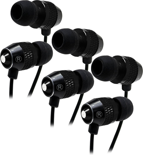 Bastex Universal Black Earphone/Ear Buds (3 pk),3.5mm Stereo Headphones in-Ear,Tangle Free Cable, with Built-in Microphone Earbuds for iPhone iPod...