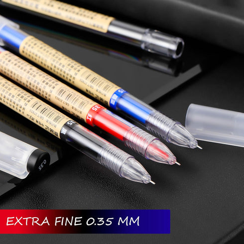 RIANCY Gel Pens Ballpoint Pens Liquid Ink Rollerball Black Gel Ink Pens Quick Drying 0.35 mm Japanese Style Pen Extra Fine Point Pens Blue Pens Re...