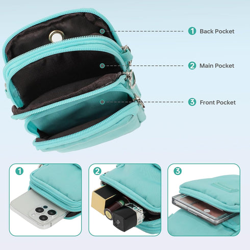 Small Crossbody Cell Phone Bag for Women, Handbags Cell Phone Wallet Travel Purse with Headphone Hole, Compatible for iPhone/Samsung Galaxy...