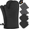 IXO 6Pcs Oven Mitts and Pot Holders, 500? Heat Resistant Oven Mitts with Kitchen Towels Soft Cotton Lining and Non-Slip Silicone Surface Safe for ...