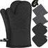 IXO 6Pcs Oven Mitts and Pot Holders, 500? Heat Resistant Oven Mitts with Kitchen Towels Soft Cotton Lining and Non-Slip Silicone Surface Safe for ...