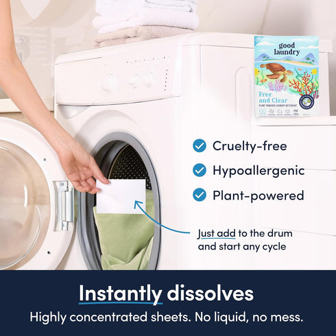 Detergent Sheets - Unscented (60 Loads) - Eco-Friendly Laundry Detergent Sheets, Hypoallergenic, No Plastic Jugs or Waste - Based in the USA...