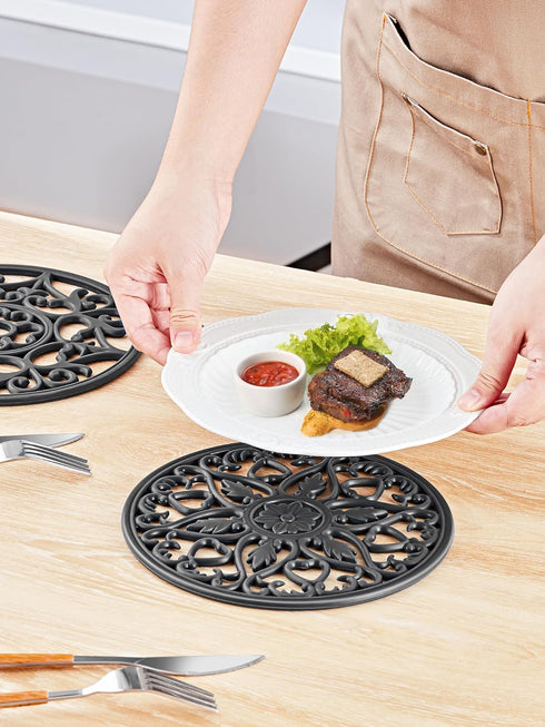 SMARTAKE 3 Set Silicone Trivet Mats, Multi-Use Carved Trivet Mat, Insulated Non-Slip Durable Kitchen Mats, Flexible Modern Kitchen Table Mat, for ...