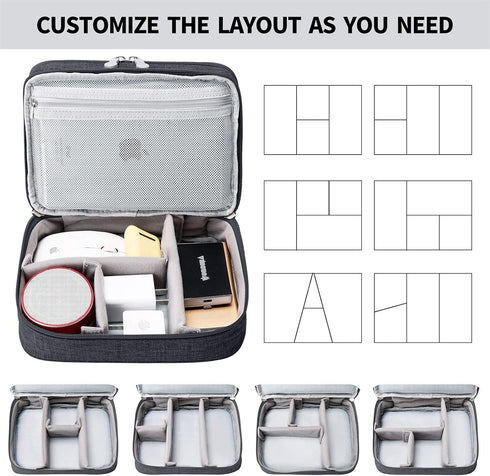 MIRLEWAIY Travel Cords Organizer Case Double-Layer Electronic Accessories Carrying Bag for Charger Cables Adapter USB Sticks Leads Memory Cards, B...