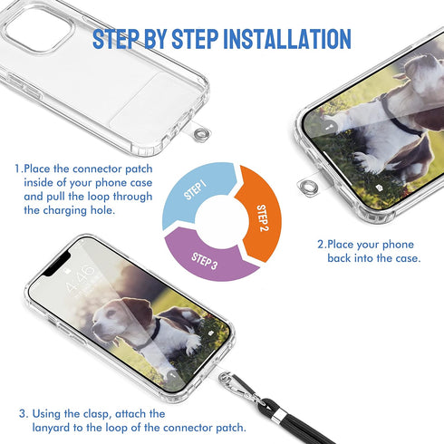 Black Universal Cell Phone Lanyard with Adjustable Strap - Phone Necklace Comfortably Around The Neck, Compatible with All Smartphones - Multipurp...