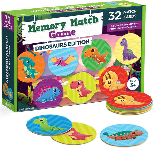 Matching Memory Game for Kids - 32pc Dinosaur Concentration Memory Matching Games for Children - Preschool Memory Games & Toddlers Ages 3-5, 3, 4,...