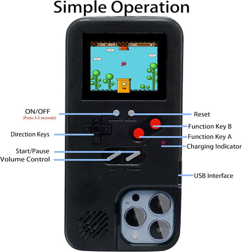 WeLohas Gameboy Case for iPhone 6 /6s /7/8,Handheld Retro 168 Classic Games,Color Video Display Game Case for iPhone,Anti-Scratch Shockproof Phone...