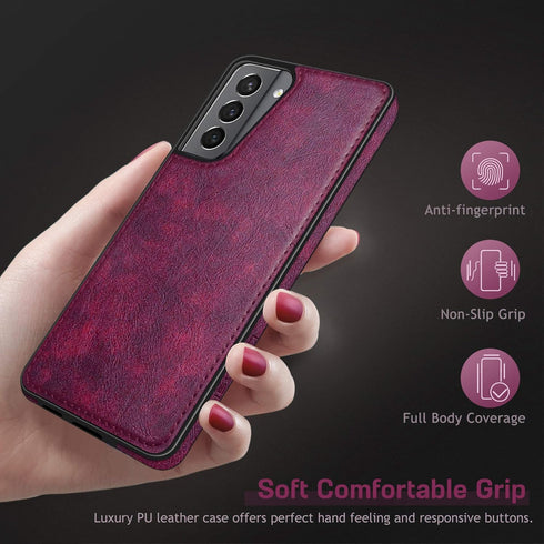 LOHASIC Galaxy S21 5G Case for Women, Slim Leather Elegant Luxury PU Flexible Bumper Rugged Non-Slip Grip Shockproof Full Body Protective Cover Ph...