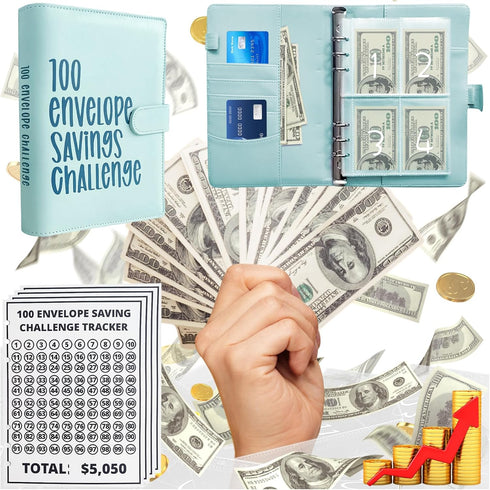 100 Envelopes Money Saving Challenge, Easy and Fun Way to Save $5,050, Budget Binder Savings Challenge Book, Savings Challenges Budget Book Binder...