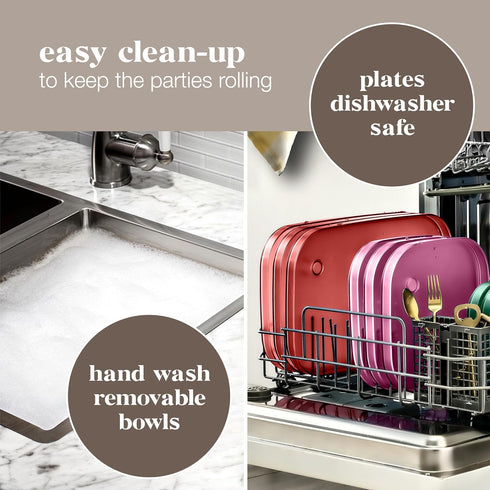 Madesmart dipware Dinner Plate with Collapsible and Removable Dip Bowl for Meals and Appetizers; Reusable Serving Plate with Multipurpose Bowl, Tr...