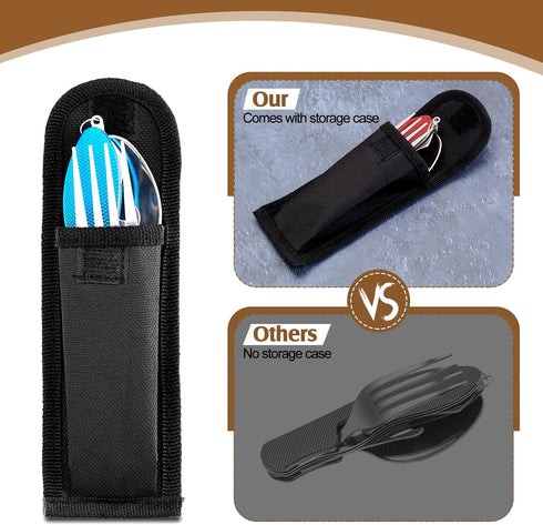 Folding Camping Utensils Cutlery Set 4-in-1 Stainless Steel Spoon Fork Knife Bottle Opener Set Detachable Tableware Pocket Kits Backpacking Cutler...