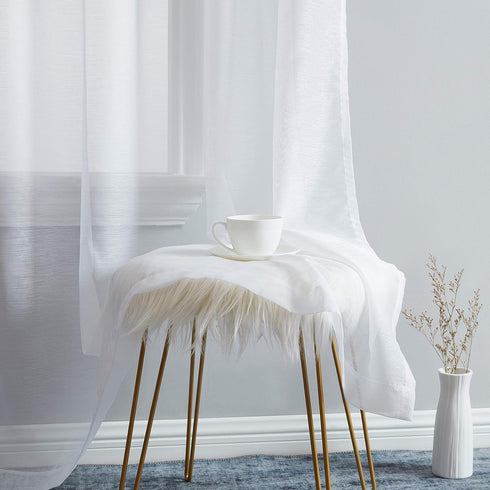 HLC.ME Lauren Semi Sheer Light Filtering Transparent Pocket Top & Back Tab Lightweight Short Window Curtains Drapery Panels Bedroom & Living Room,...