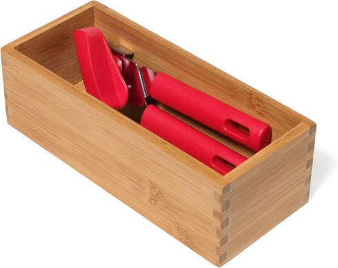 Lipper International Bamboo Utensil Holder Storage Box for Cooking Tools, Makeup, or Office Supplies, 4" x 9 1/4" x 3"...