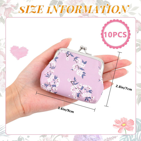 10 Packs Women Coin Purse Small Coin Purses Pouches Cute Change Wallets for Women Kiss Lock Change Purse Change Pouch (Floral)...