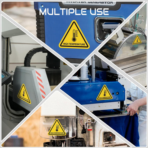 8 IN High Temperature Sign Production equipment Safety Sticker,Yellow Triangle Safety Warning Sign Label Sticker Back Self Adhesive Vinyl Decal, W...