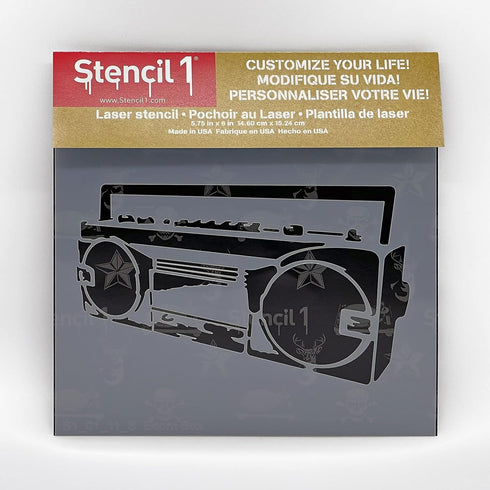 Stencil1 Boombox Stencil 5.75" x 6" - Durable Quality Reusable Stencils for Drawing Painting - Music Stencil Urban Graffiti Decorating Items and D...