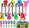 BBTO 15 Pcs Inflatable Rock Star Toy Set 23.6 Include 23.6 Inch Inflatable Rock Electric Guitar, Inflatable Bass Guitar, Inflatable Microphones, I...